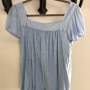Vince Camuto Ruffle Sleeve Mix Media Cotton Blend Top Medium